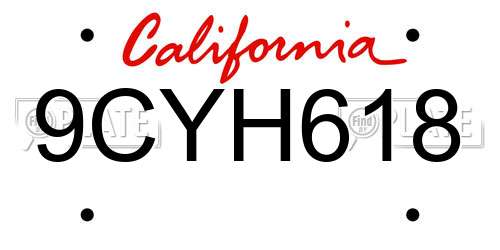 9CYH618 California License Plate
