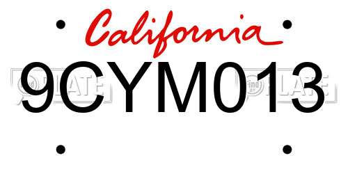 9CYM013 California License Plate