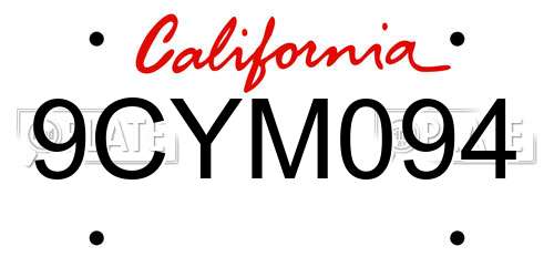9CYM094 California License Plate
