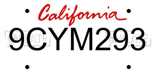 9CYM293 California License Plate
