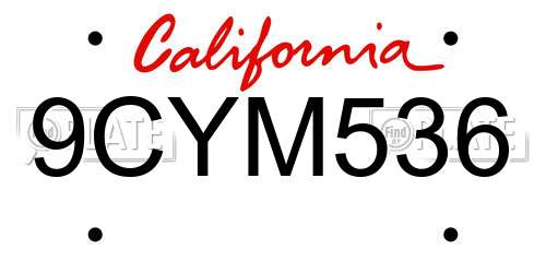 9CYM536 California License Plate