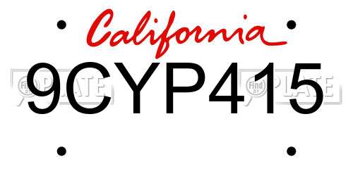 9CYP415 California License Plate