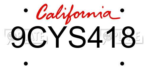 9CYS418 California License Plate