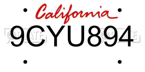 9CYU894 California License Plate