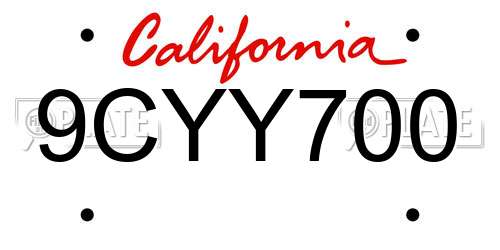 9CYY700 California License Plate