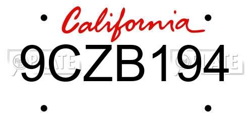 9CZB194 California License Plate