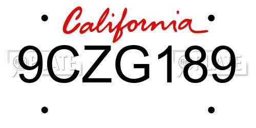 9CZG189 California License Plate