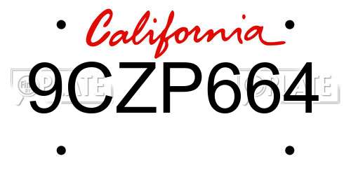 9CZP664 California License Plate