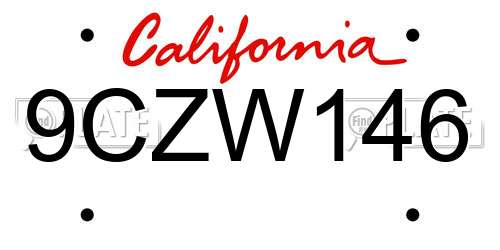9CZW146 California License Plate