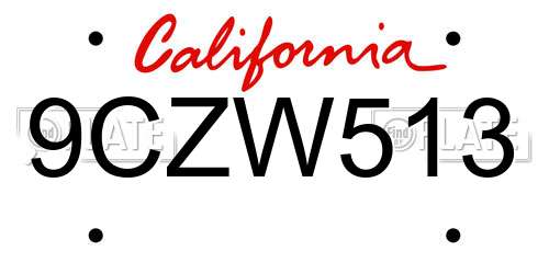 9CZW513 California License Plate