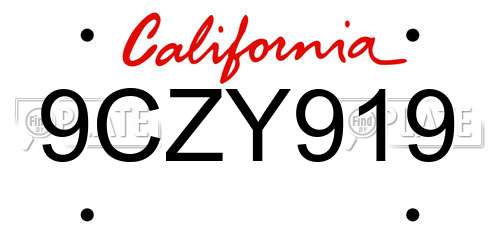 9CZY919 California License Plate