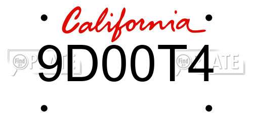 9D00T4 California License Plate