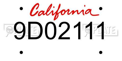 9D02111 California License Plate
