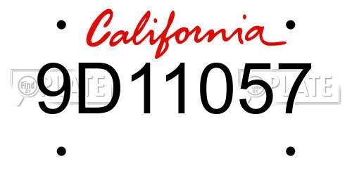 9D11057 California License Plate