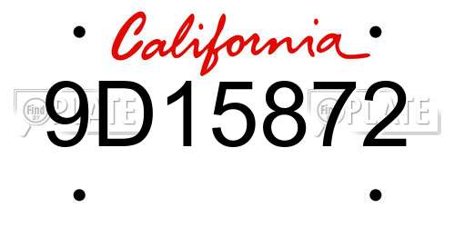 9D15872 California License Plate