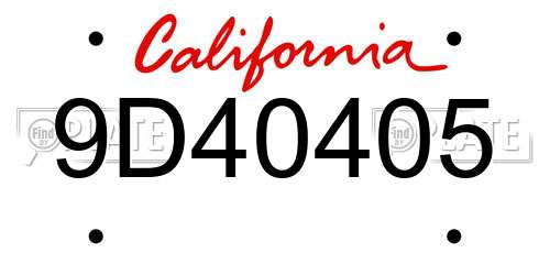 9D40405 California License Plate