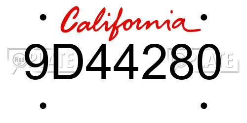 9D44280 California License Plate