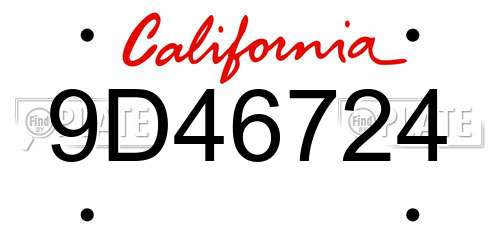9D46724 California License Plate