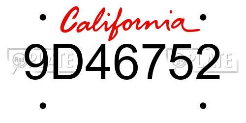 9D46752 California License Plate