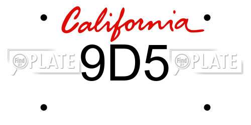 9D5 California License Plate