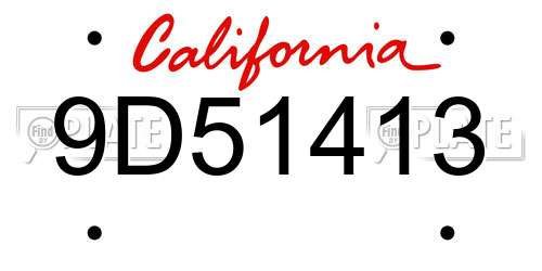 9D51413 California License Plate