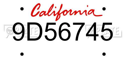 9D56745 California License Plate