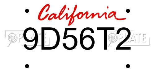 9D56T2 California License Plate