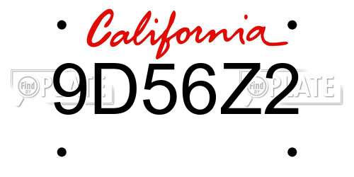 9D56Z2 California License Plate