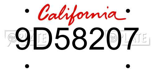 9D58207 California License Plate