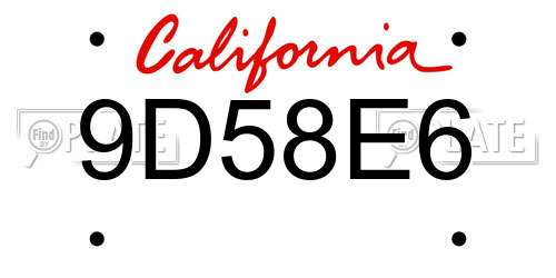 9D58E6 California License Plate