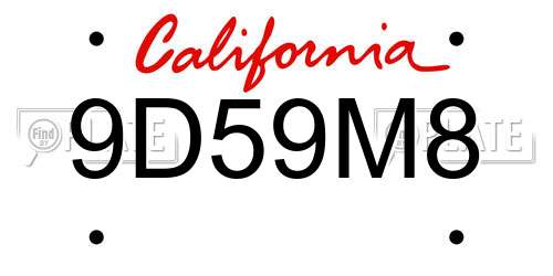 9D59M8 California License Plate