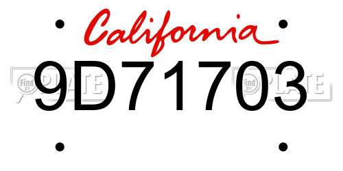 9D71703 California License Plate
