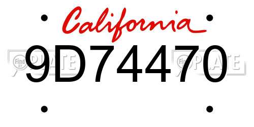 9D74470 California License Plate