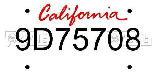 9D75708 California License Plate