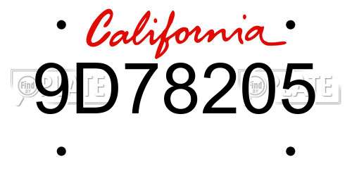 9D78205 California License Plate