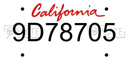 9D78705 California License Plate