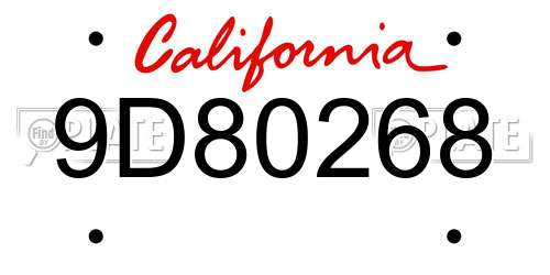 9D80268 California License Plate