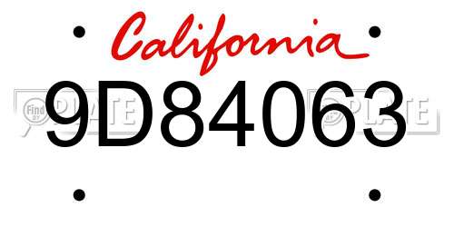9D84063 California License Plate