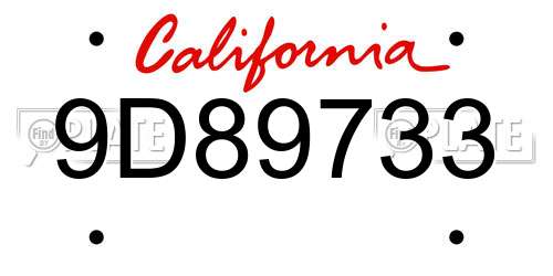 9D89733 California License Plate