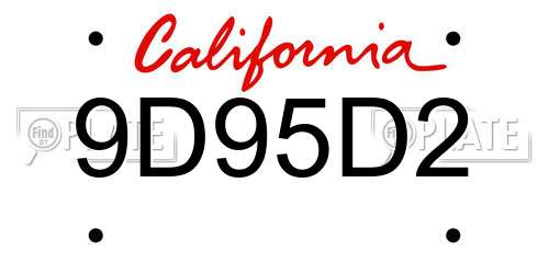 9D95D2 California License Plate
