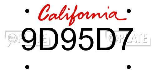 9D95D7 California License Plate