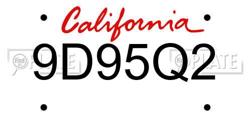 9D95Q2 California License Plate