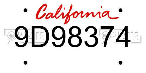 9D98374 California License Plate