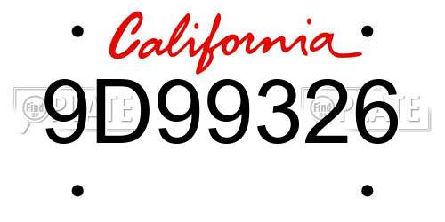 9D99326 California License Plate