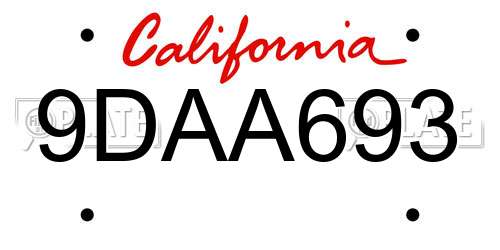 9DAA693 California License Plate