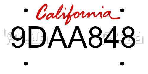 9DAA848 California License Plate
