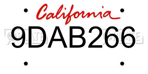 9DAB266 California License Plate