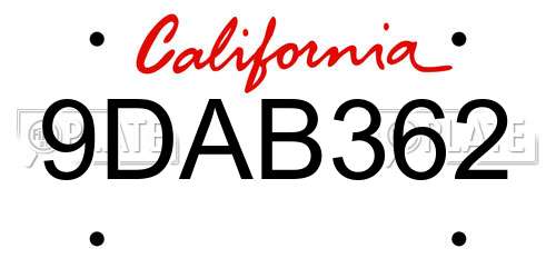 9DAB362 California License Plate