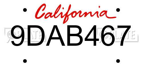 9DAB467 California License Plate
