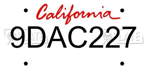 9DAC227 California License Plate